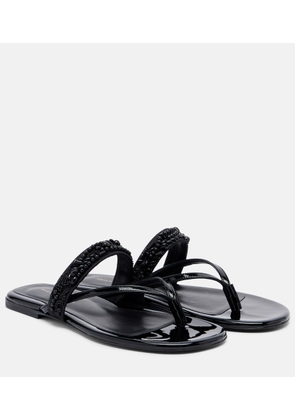 Dries Van Noten Embellished patent leather thong sandals