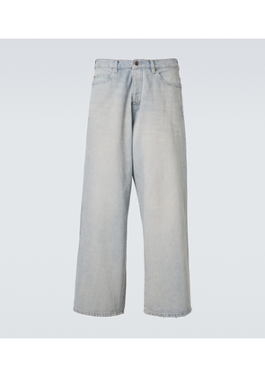 Balenciaga Leather-trimmed wide-leg jeans