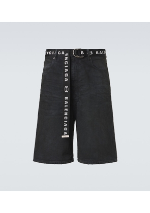 Balenciaga Unity belted denim Bermuda shorts