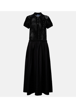 Polo Ralph Lauren Crochet-trimmed cotton poplin midi dress