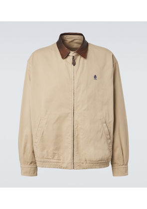 Prada Leather-trimmed cotton blouson jacket