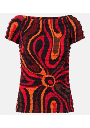 Pucci Marmo off-shoulder smocked crop top