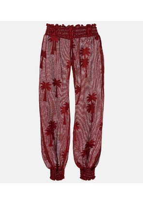 Johanna Ortiz Embroidered cotton-blend mesh balloon pants
