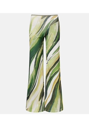 Christopher Esber Printed ribbed-knit jersey wide-leg pants