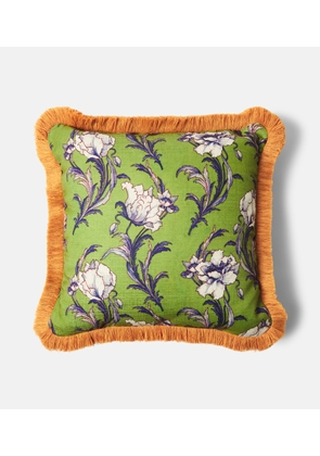 La DoubleJ Nymph Bloom floral fringed cushion