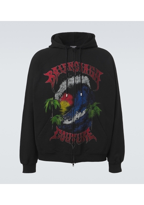 Balenciaga Logo cotton jersey zip-up hoodie