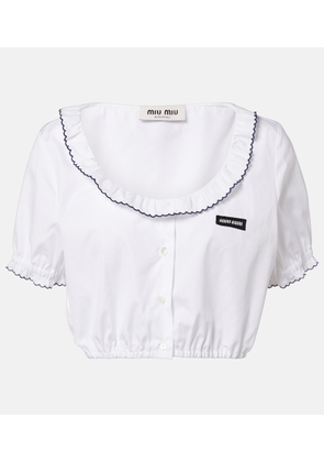 Miu Miu Scalloped cotton poplin crop top