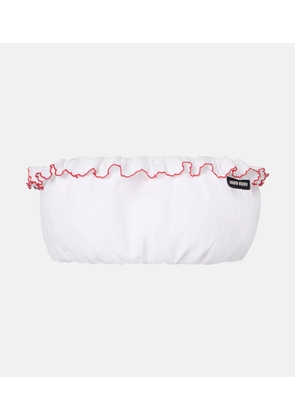 Miu Miu Scalloped cotton poplin bandeau top