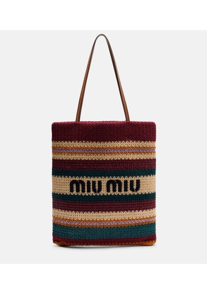 Miu Miu Woven raffia-effect tote bag
