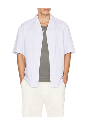KROST Cotton Stripe Bowling Shirt in Blue. Size S. Also in M, L, XL/1X.