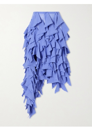 Diotima - Handkerchief Asymmetric Ruffled Cotton Midi Skirt - Blue - 0,1,2,3