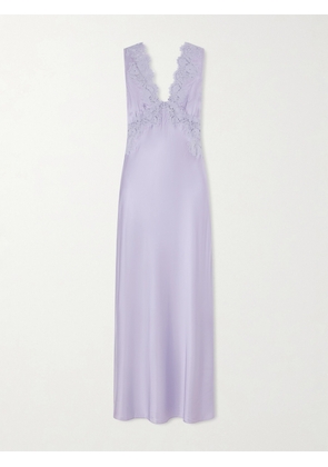 RIXO - Lysandra Lace-trimmed Satin Maxi Dress - Blue - UK 6,UK 8,UK 10,UK 12,UK 14,UK 16,UK 18,UK 20