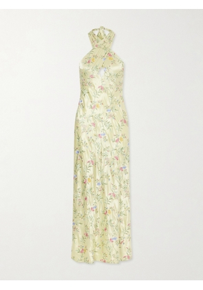 RIXO - Dune Floral-embroidered Satin Maxi Dress - Green - UK 6,UK 8,UK 10,UK 12,UK 14,UK 16,UK 18,UK 20