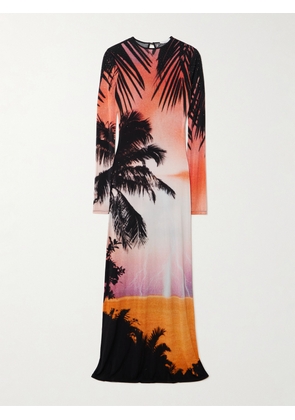 RABANNE - Crystal-embellished Printed Stretch-jersey Midi Dress - Multi - FR 34,FR 36,FR 38,FR 40,FR 42,FR 44