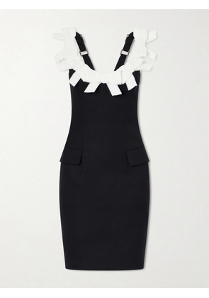 SHUSHU/TONG - Bow-detailed Grain De Poudre Mini Dress - Blue - UK 6,UK 8,UK 10,UK 12,UK 14