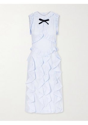 SHUSHU/TONG - Ruffled Linen Midi Dress - Blue - UK 6,UK 8,UK 10,UK 12,UK 14