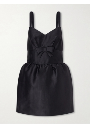 SHUSHU/TONG - Bow-detailed Gathered Crepe Mini Dress - Black - UK 6,UK 8,UK 10,UK 12,UK 14