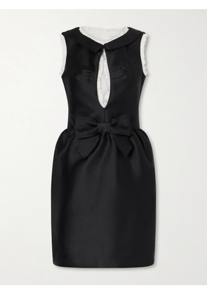 SHUSHU/TONG - Bow-detailed Silk-trimmed Crepe Mini Dress - Black - UK 6,UK 8,UK 10,UK 12,UK 14