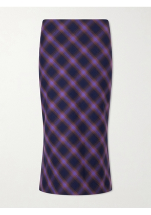 SHUSHU/TONG - Checked Cotton-blend Midi Skirt - Purple - UK 6,UK 8,UK 10,UK 12,UK 14