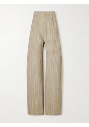 Cortana - Camila Pleated Striped Linen Wide-leg Pants - Green - FR 34,FR 36,FR 38,FR 40,FR 42,FR 44