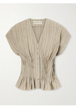 Cortana - Camila Gathered Linen Top - Green - FR 34,FR 36,FR 38,FR 40,FR 42,FR 44