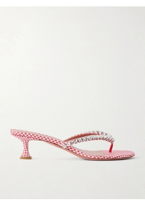 Amina Muaddi - Gigi 45 Checked Crystal-embellished Leather Thong Sandals - Multi - IT36,IT36.5,IT37,IT37.5,IT38,IT38.5,IT39,IT39.5,IT40,IT40.5,IT41,IT41.5,IT42