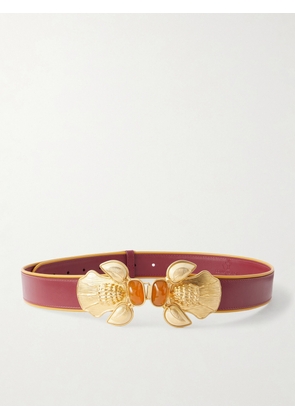 Sonia Petroff - Bee Gold-tone And Leather Belt - Burgundy - S,M,L