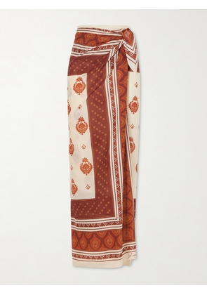 Johanna Ortiz - Red Spirit Of The Rider Printed Cotton Pareo - Brown - One size