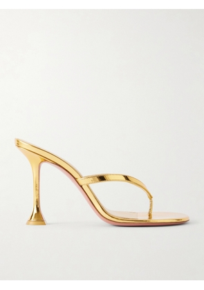 Amina Muaddi - Juliette 95 Metallic Leather Thong Sandals - Gold - IT36,IT36.5,IT37,IT37.5,IT38,IT38.5,IT39,IT39.5,IT40,IT40.5,IT41,IT41.5,IT42