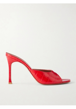 Amina Muaddi - Alexa 95 Croc-effect Leather Mules - Red - IT35,IT36,IT36.5,IT37,IT37.5,IT38,IT38.5,IT39,IT39.5,IT40,IT40.5,IT41,IT41.5,IT42