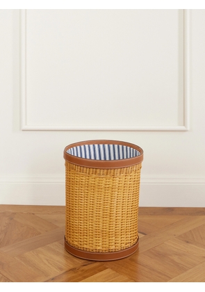 Ralph Lauren Home - Bailey Leather-trimmed Rattan-woven Waste Bin - Brown - One size
