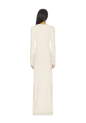 SNDYS Foxx Long Sleeve Maxi Dress in Cream. Size S. Also in XS, M, L, XL.