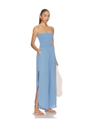 PEIXOTO Harriet Strapless Jumpsuit in Blue. Size S. Also in XS, M, L, XL.