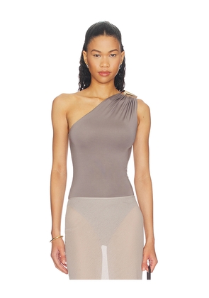 superdown Emely One Shoulder Bodysuit in Grey. Size XXS. Also in L, M, S, XL, XS.