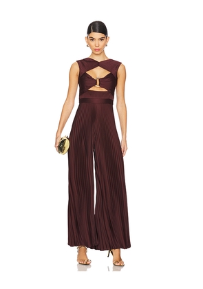 AMUR Rosalynn Pleated Jumpsuit in Cognac. Size 0. Also in 8.