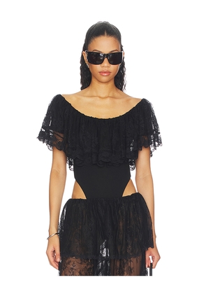 Ronny Kobo Rosette Bodysuit in Black. Size XS. Also in L, M, S.