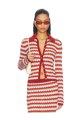 Ronny Kobo Gavin Knit Jacket in Rust,White. Size XS. Also in S, M, L.