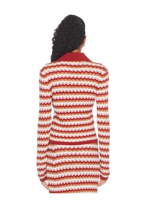 Ronny Kobo Gavin Knit Jacket in Rust,White. Size XS. Also in S, M.