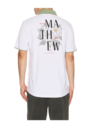 TravisMathew Energy Polo in White. Size S. Also in M, L, XL.