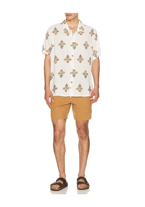 Rhythm Textured Linen Jam Short in Brown. Size 30. Also in 32, 33, 34, 36.
