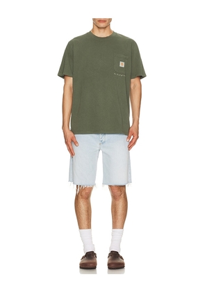 Rhythm Vintage Pocket T-Shirt in Green. Size S. Also in M, L.