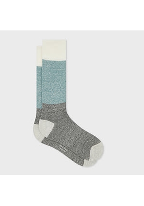 Paul Smith White and Teal Linen-Blend Socks
