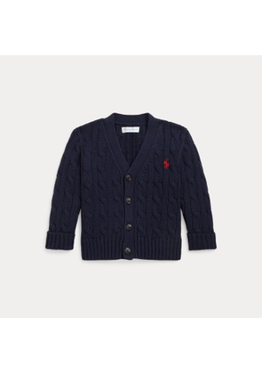 Cable-Knit Cotton V-Neck Cardigan