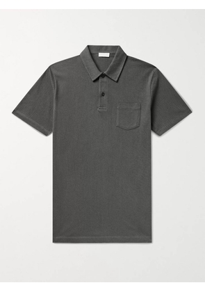 Sunspel - Riviera Slim-Fit Cotton-Mesh Polo Shirt - Men - Gray - S