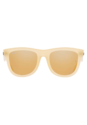 Ray Ban WAYFARER REVERSE Brown Mirrored Gold Square Mens Sunglasses RBR0502S 68215A 53