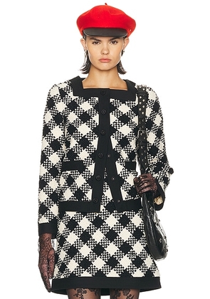 Valentino Damier Tweed Jacket in Burro & Nero - Cream,Black. Size 40 (also in 38).