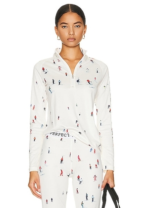 Perfect Moment Thermal Half Zip in Dede Ski Print - White. Size XL (also in ).
