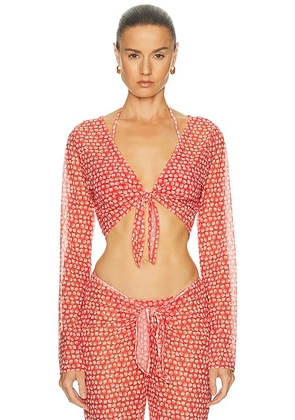 Solid & Striped The Dolly Top in Shell Print - Red. Size M (also in L, S, XS).