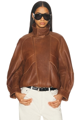NOUR HAMMOUR Ariste Jacket in Terracotta - Cognac. Size L (also in M, S, XS).