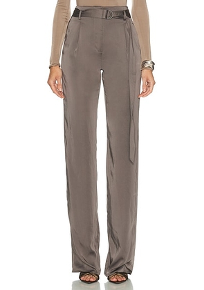 Lapointe Lightweight Satin Belted Pant in Steel - Grey. Size 00 (also in ).